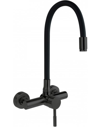 Wall-mounted kitchen faucet with bent spout