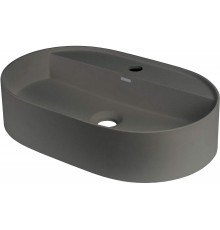 Granite countertop washbasin with a faucet island - oval