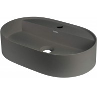 Granite countertop washbasin with a faucet island - oval