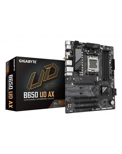 GIGABYTE B650 UD AX Motherboard - AMD Ryzen 9000 Series CPUs, 6+2+2 Phases VRM, up to 7600MHz DDR5 (OC), 1xPCIe 5.0 + 2xPCIe 4.0