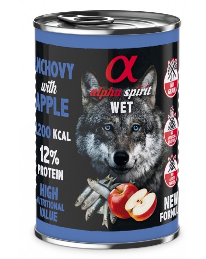 ALPHA SPIRIT WET Anchovies with apple - wet dog food - 400g
