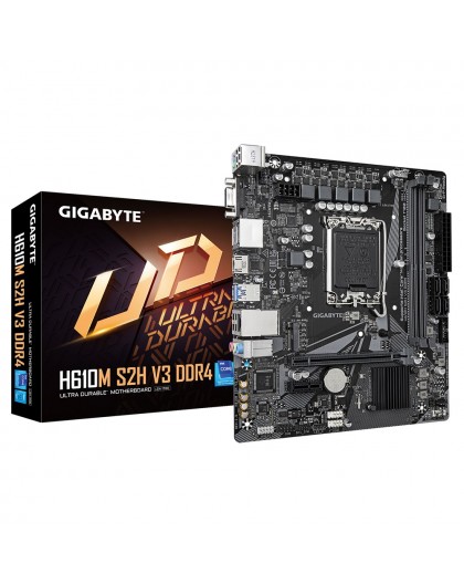 Gigabyte H610M S2H V3 DDR4 Motherboard - Supports Intel Core 14th CPUs, 4+1+1 Hybrid Digital VRM, up to 3200MHz DDR4, 1xPCIe 3.0