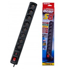 ACAR S8 power extension 1.5 m 8 AC outlet(s) Indoor Black