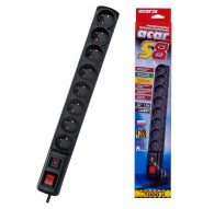 ACAR S8 power extension 1.5 m 8 AC outlet(s) Indoor Black