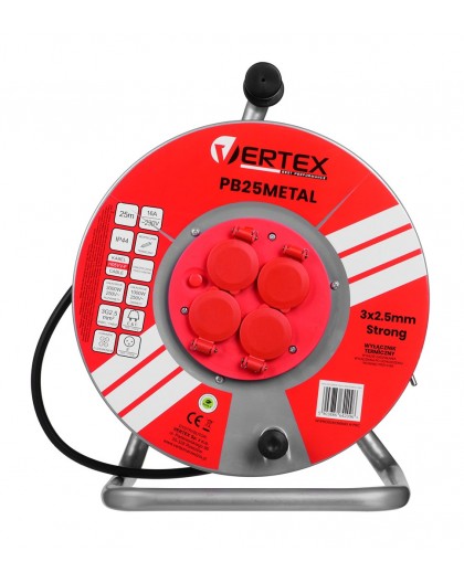 Extension cable VERTEX PB25METAL 3x2,5 mm Black