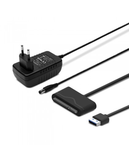 SAVIO AK-39 USB 3.0 - SATA III adapter for 3.5″/2,5" drives with power supply Black
