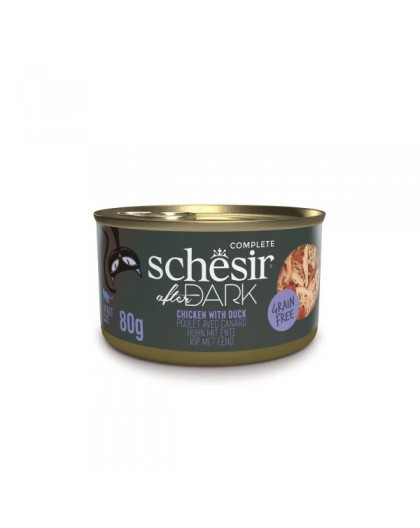 SCHESIR After Dark Chicken fillet with duck in broth - wet cat food - 80g