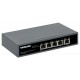 Intellinet 5-Port Gigabit Switch with PoE Passthrough, One IEEE 802.3bt (PoE++ / 4PPoE) PD PoE Port with 95 W Power Input, Four 