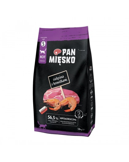 PAN MIĘSKO Veal with shrimps S - dry cat food - 1,6kg