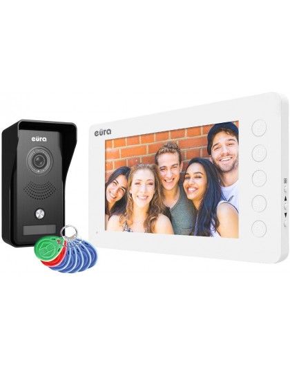 Video intercom white monitor EURA VDP-76A3