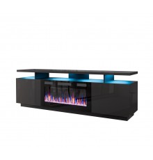 RTV EVA cabinet with electric fireplace 180x40x52 cm graphite/glossy graphite