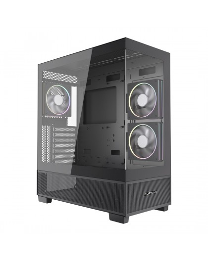 Gembird Gaming case Fornax X550 aquarium type, ATX, 2x USB 3.2 + 1x USB type-C, black