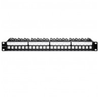 Qoltec 54516 Patch panel for 19'' rack | 24 ports | 1U | UTP | Black