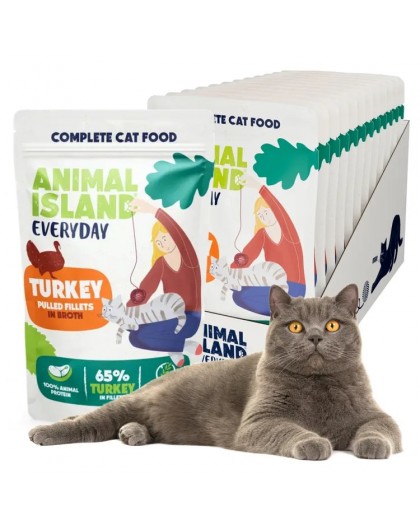ANIMAL ISLAND Everyday Turkey fillets in broth - wet cat food - 12 x 85g