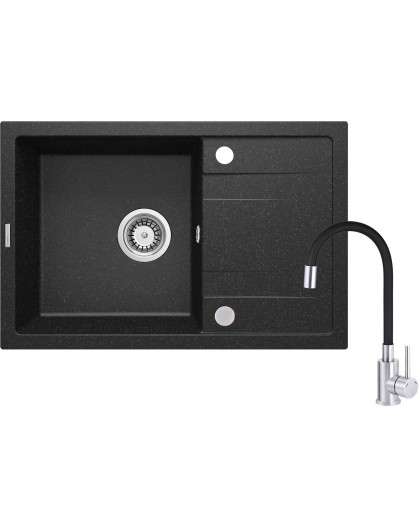 Granite sink with faucet with flexible spout