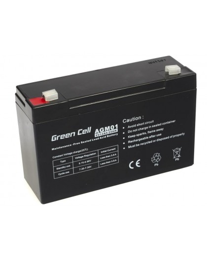 Green Cell AGM Battery 6V 12Ah 12.000 mAh Sealed Lead Acid (VRLA)