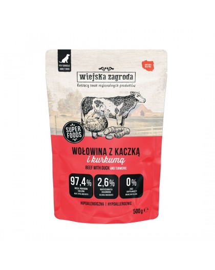 WIEJSKA ZAGRODA Beef with duck - wet dog food - 500g