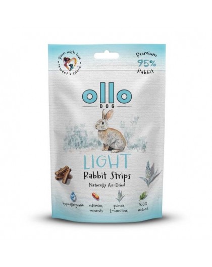 OLLO Air-Dried Light Rabbit strips - dog treat - 80g