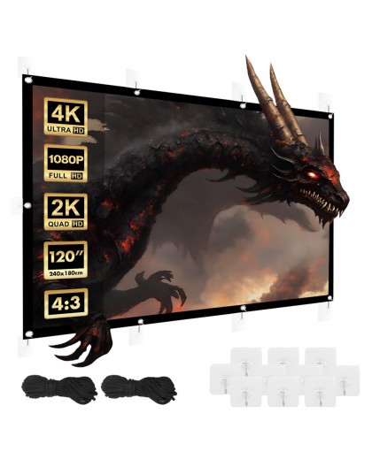 Maclean projection screen, 120", 240x180cm, 25mm 4:3 border, tension hooks, MC-169