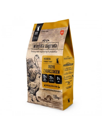 WIEJSKA ZAGRODA Turkey and chicken for kittens - dry cat food - 1,6kg
