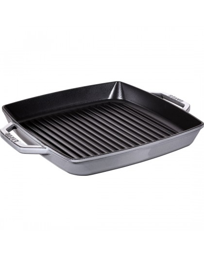 STAUB Square cast iron grill pan with two handles 33 cm, graphite