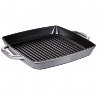 STAUB Square cast iron grill pan with two handles 33 cm, graphite