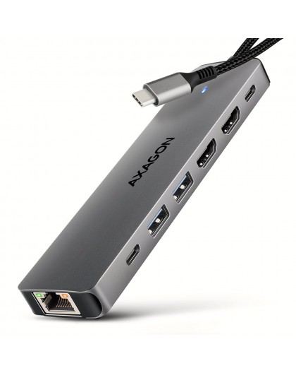 Axagon HMC-7HX2 USB-C 5Gbps DUAL 4K DISPLAY 7in1 hub