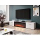 RTV cabinet ROVA with electric fireplace 190x37x48 white/gloss white