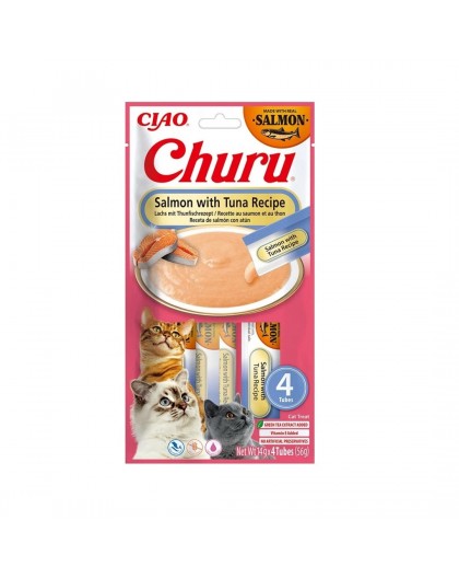 INABA Churu Salmon with tuna recipe - cat treats - 4x14g