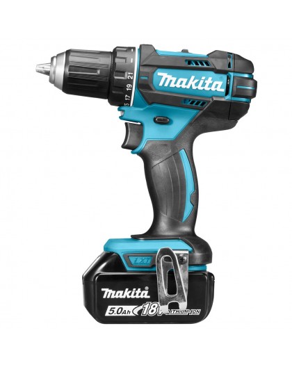 Makita Cordless Drill Driver, 18V, 2x 5.0 Ah Li-ion, 62/36 Nm, 1.7kg, LED