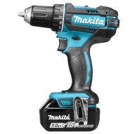 Makita Cordless Drill Driver, 18V, 2x 5.0 Ah Li-ion, 62/36 Nm, 1.7kg, LED