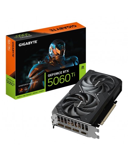 GIGABYTE GeForce RTX 5060 Ti WINDFORCE MAX OC 16G Graphics Card - 16GB GDDR7, 128bit, PCI-E 5.0, 2587MHz Core Clock, 3 x DP, 1 x