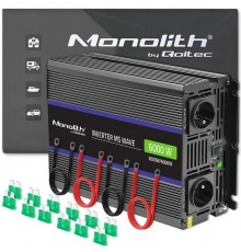 Qoltec Monolith 6000 MS Wave Voltage Converter | 12V to 230V | 3000/6000W | USB