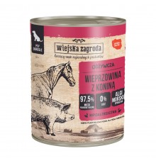 WIEJSKA ZAGRODA Pork with horse - wet dog food - 800g