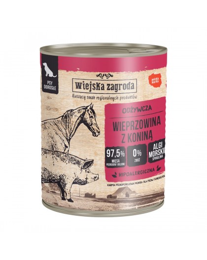 WIEJSKA ZAGRODA Pork with horse - wet dog food - 800g