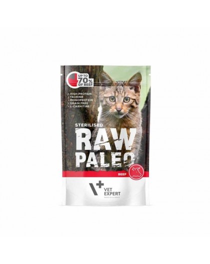 RAW PALEO Adult Cat Sterilised Beef - wet cat food - 100 g