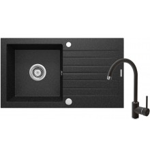 Granite sink with 1-bowl faucet with drainer