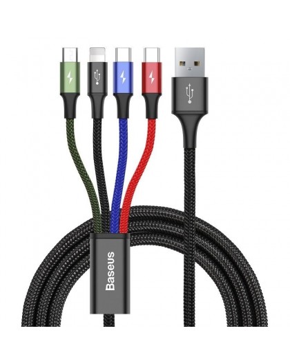 Cable USB Baseus Fast 4in1 2xUSB-C / Lightning / Micro 3.5A 1.2m (black)