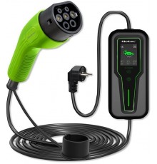 Qoltec 52465 Mobile charger for EV 2-in-1 Type2 with regulation | 3.5kW | 230V | LCD | Portable | Wallbox | 5m