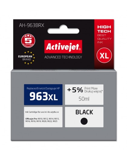 Activejet AH-963BRX Ink Cartridge (replacement for HP 963XL 3JA30AE Premium 2100 pages 50 ml, black)