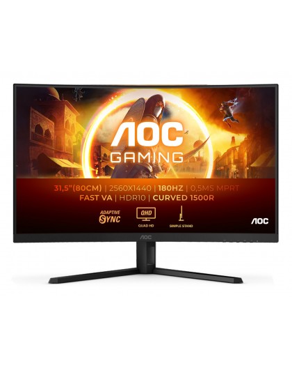 AOC G4 CQ32G4VE computer monitor 80 cm (31.5") 2560 x 1440 pixels Quad HD LCD Black, Grey