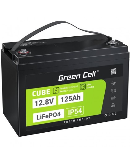 Green Cell Žalias Cell CUBE LiFePO4 125Ah 12,8V 1600Wh liio geležies fosfato baterija kemperiui, sauls energijai, neprijungtai p