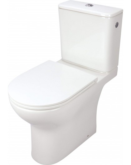 Compact toilet bowl rimless