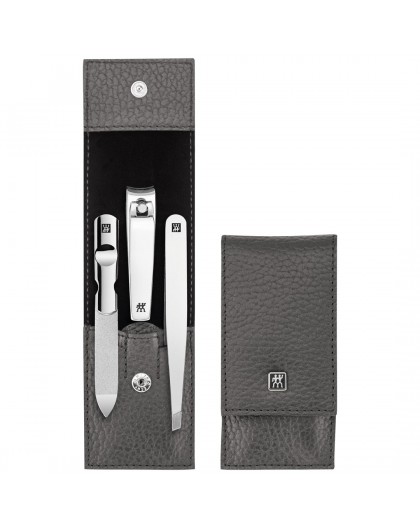 Zwilling Classic Inox Travel Set - Leather Case, 3 Pieces - Grey