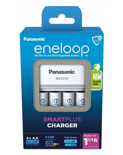 Battery charger PANASONIC Eneloop Smartplus BQ-CC55 + 4x AA 2000 mAh (K-KJ55MCD40E)