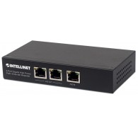Intellinet 2-Port Gigabit High-Power PoE+ Extender Repeater, IEEE 802.3at/af Power over Ethernet (PoE+/PoE), metal