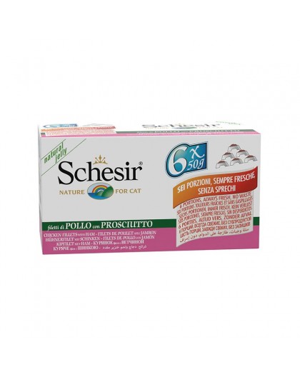 SCHESIR Chicken fillets with ham in jelly - wet cat food - 6x50g