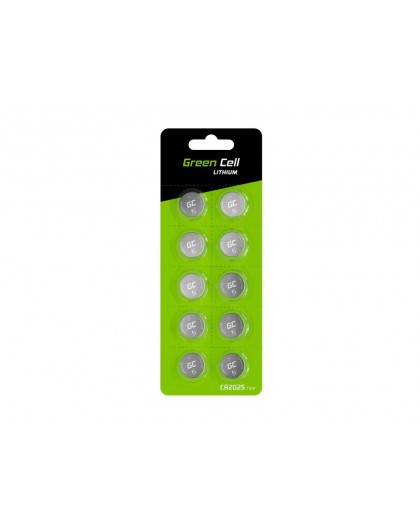 Green Cell Blister 10x Lithium Battery CR2025 3V 160mAh Button