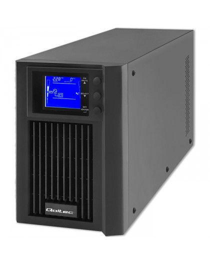 Qoltec Zasilacz awaryjny UPS On-line | Pure Sine Wave | 2kVA | 1.6kW | LCD | USB