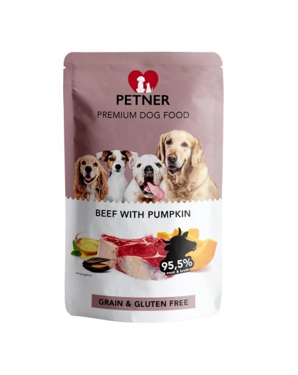 PETNER Beef with pumpkin - wet dog food - 500g